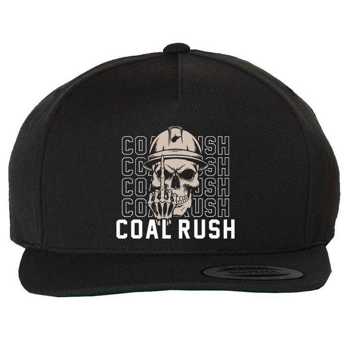 Coal Rush West Virginia Skull Coal Miner Hard Hat Wool Snapback Cap