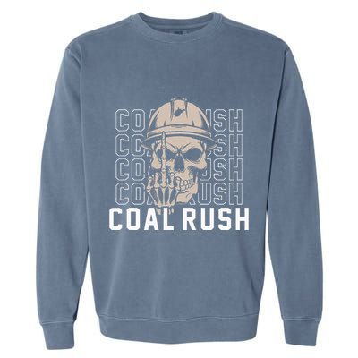 Coal Rush West Virginia Skull Coal Miner Hard Hat Garment-Dyed Sweatshirt