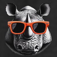 Cool Rhino Wearing Sunglasses Graphic Art 7 Panel Mesh Trucker Snapback Hat