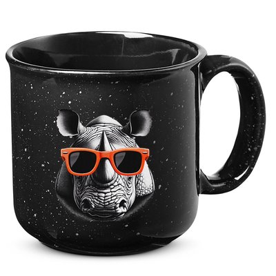 Cool Rhino Wearing Sunglasses Graphic Art 15oz Campfire Ceramic Mug