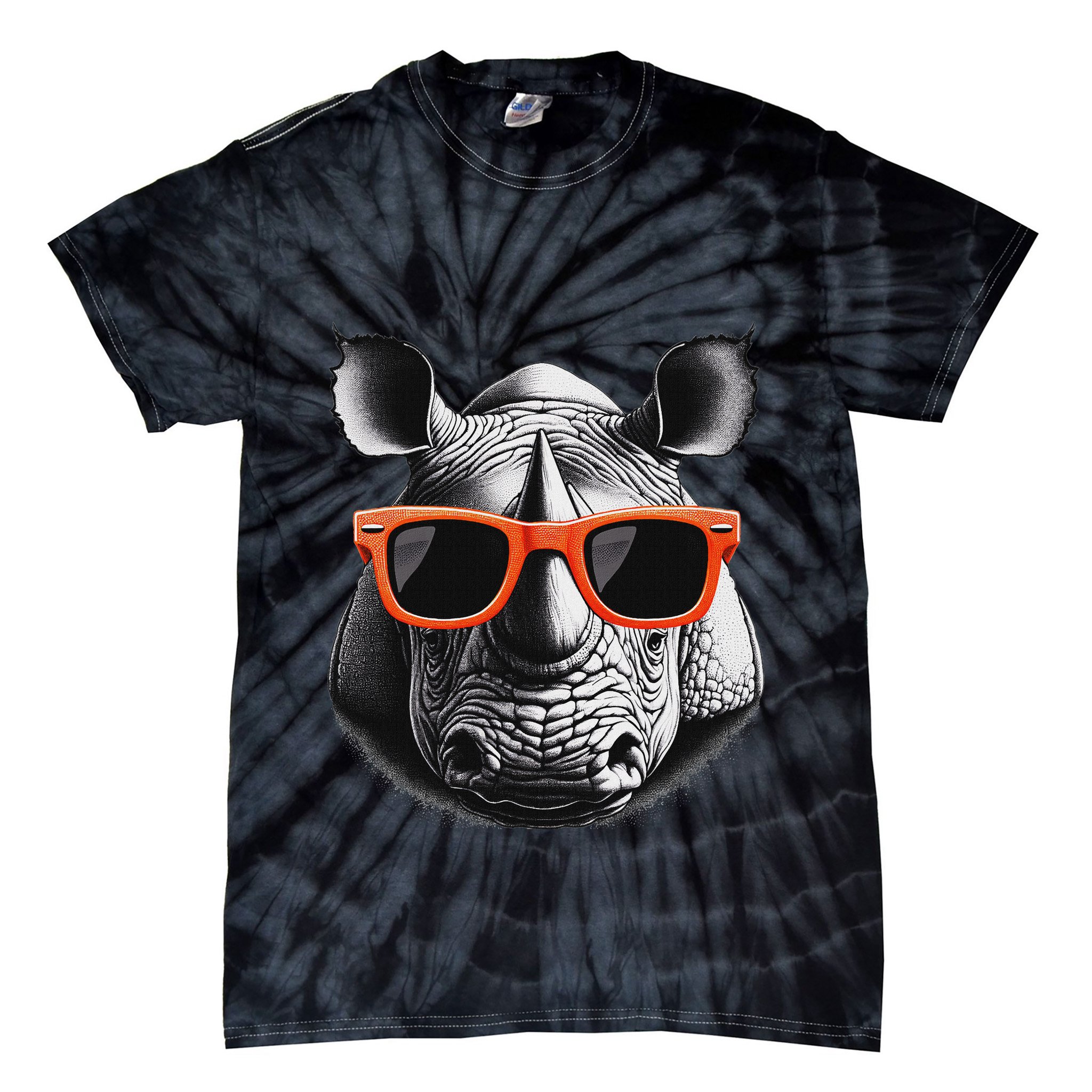 Cool Rhino Wearing Sunglasses Graphic Art Tie-Dye T-Shirt