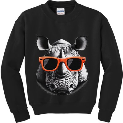 Cool Rhino Wearing Sunglasses Graphic Art Kids Sweatshirt