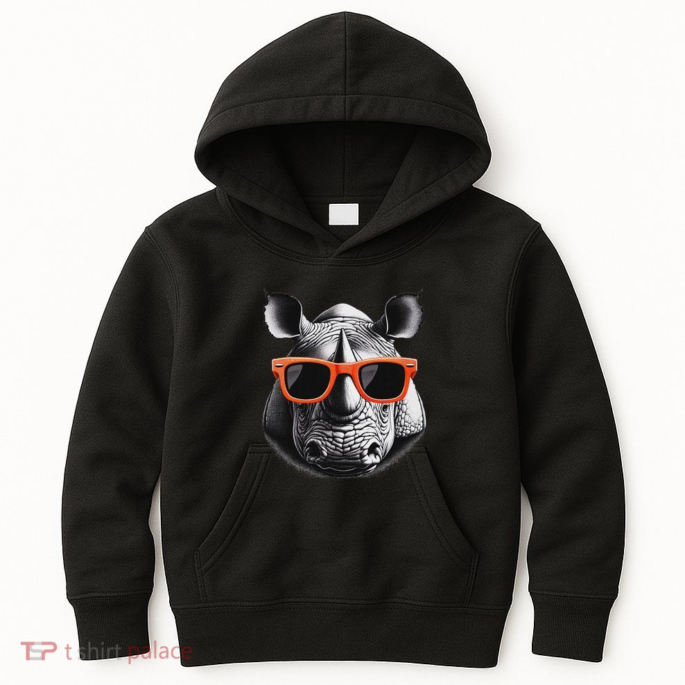 Cool Rhino Wearing Sunglasses Graphic Art Kids Hoodie