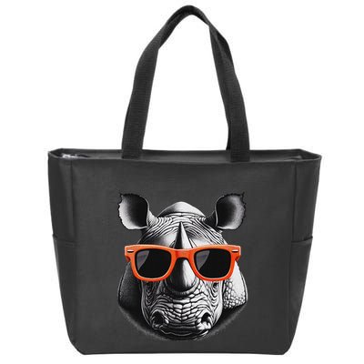 Cool Rhino Wearing Sunglasses Graphic Art Zip Tote Bag