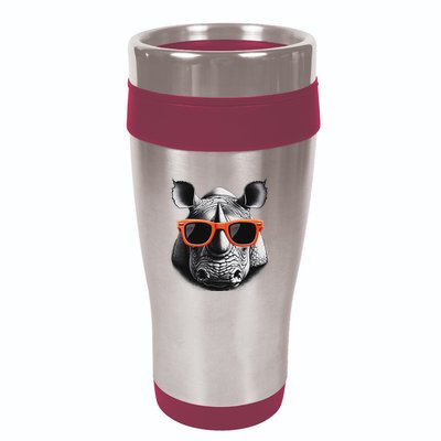 Cool Rhino Wearing Sunglasses Graphic Art 16oz Travel Tumbler