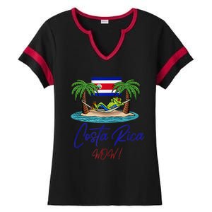 Costa Rica Wow Costa Rican Flag Ladies Halftime Notch Neck Tee