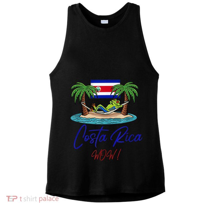 Costa Rica Wow Costa Rican Flag Ladies PosiCharge Tri-Blend Wicking Tank