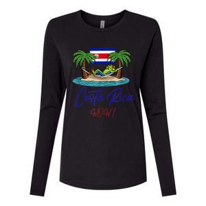 Costa Rica Wow Costa Rican Flag Womens Cotton Relaxed Long Sleeve T-Shirt