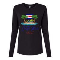 Costa Rica Wow Costa Rican Flag Womens Cotton Relaxed Long Sleeve T-Shirt