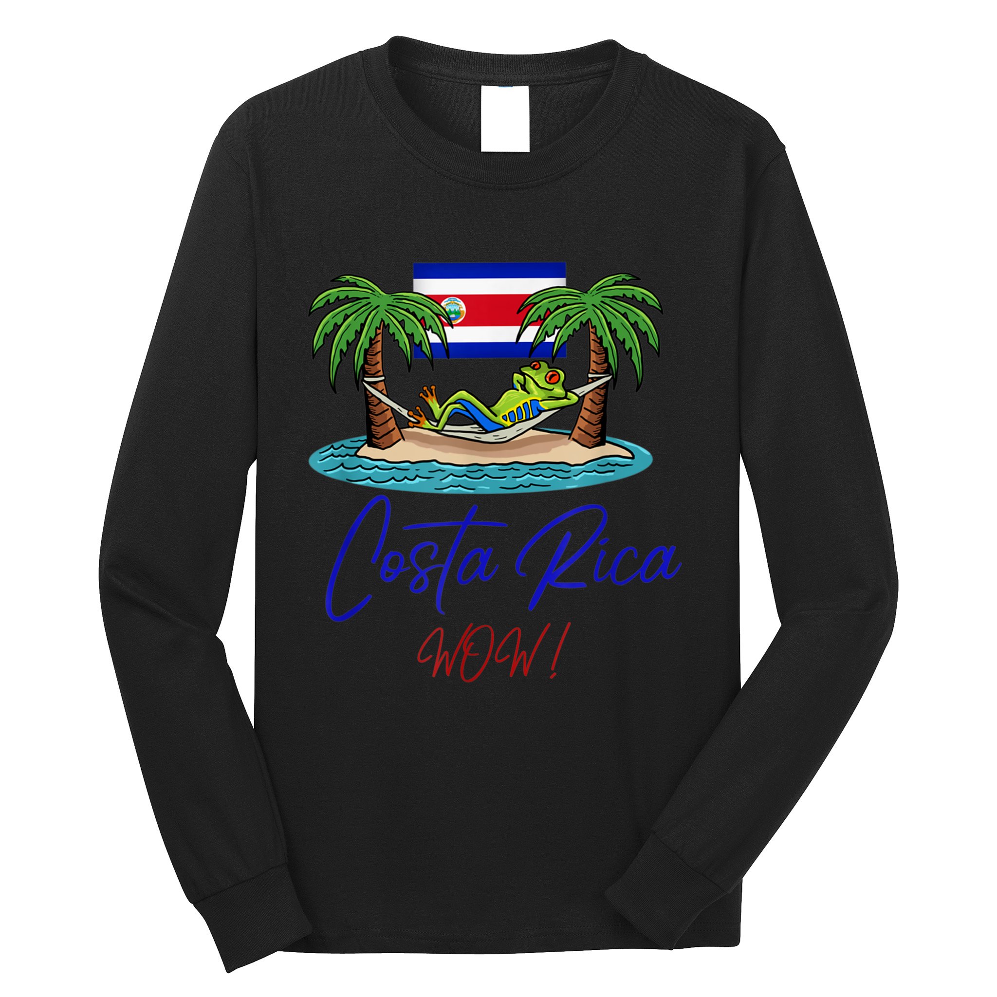 Costa Rica Wow Costa Rican Flag Long Sleeve Shirt