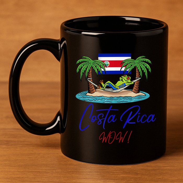 Costa Rica Wow Costa Rican Flag 11oz C Handle Ceramic Mug