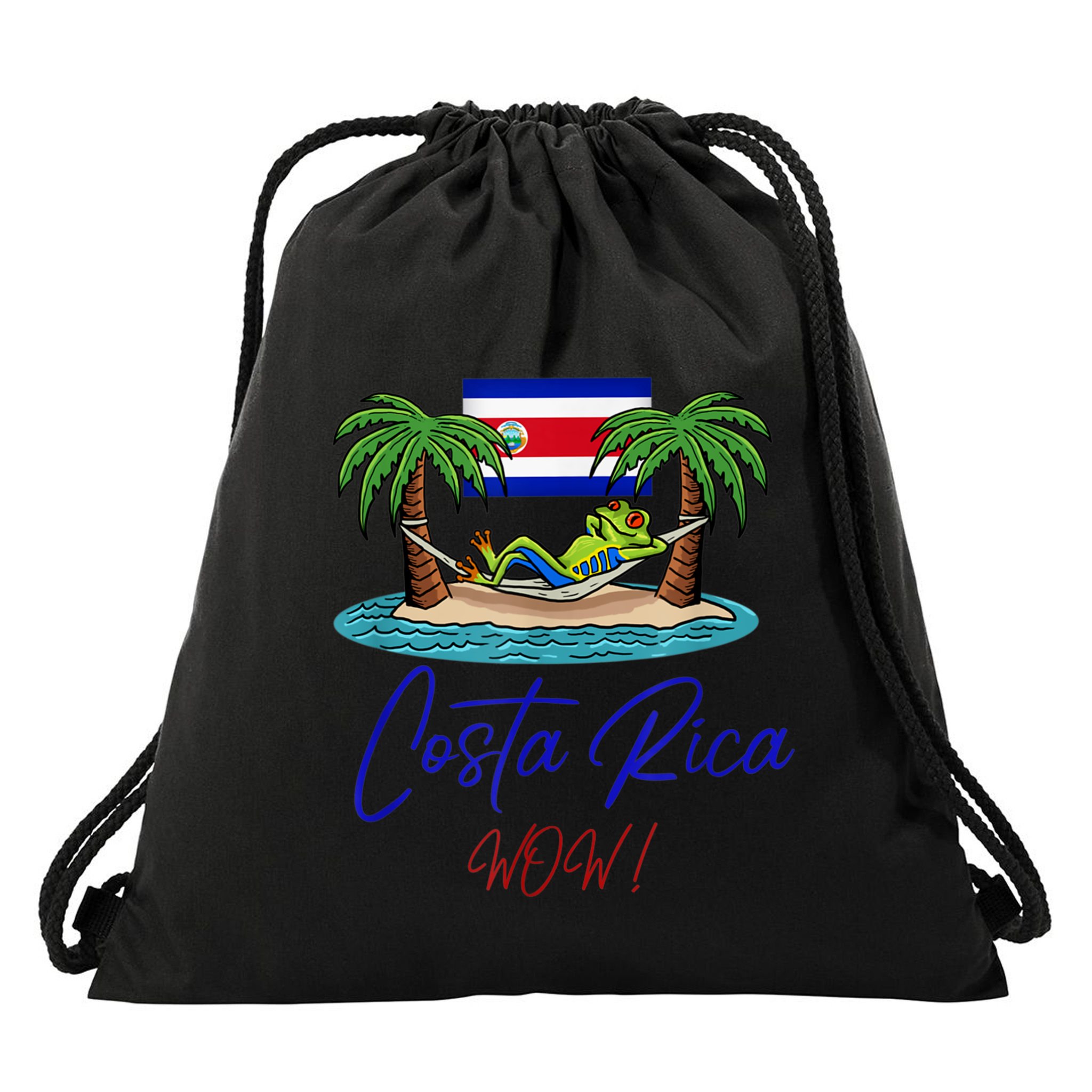 Costa Rica Wow Costa Rican Flag Drawstring Bag