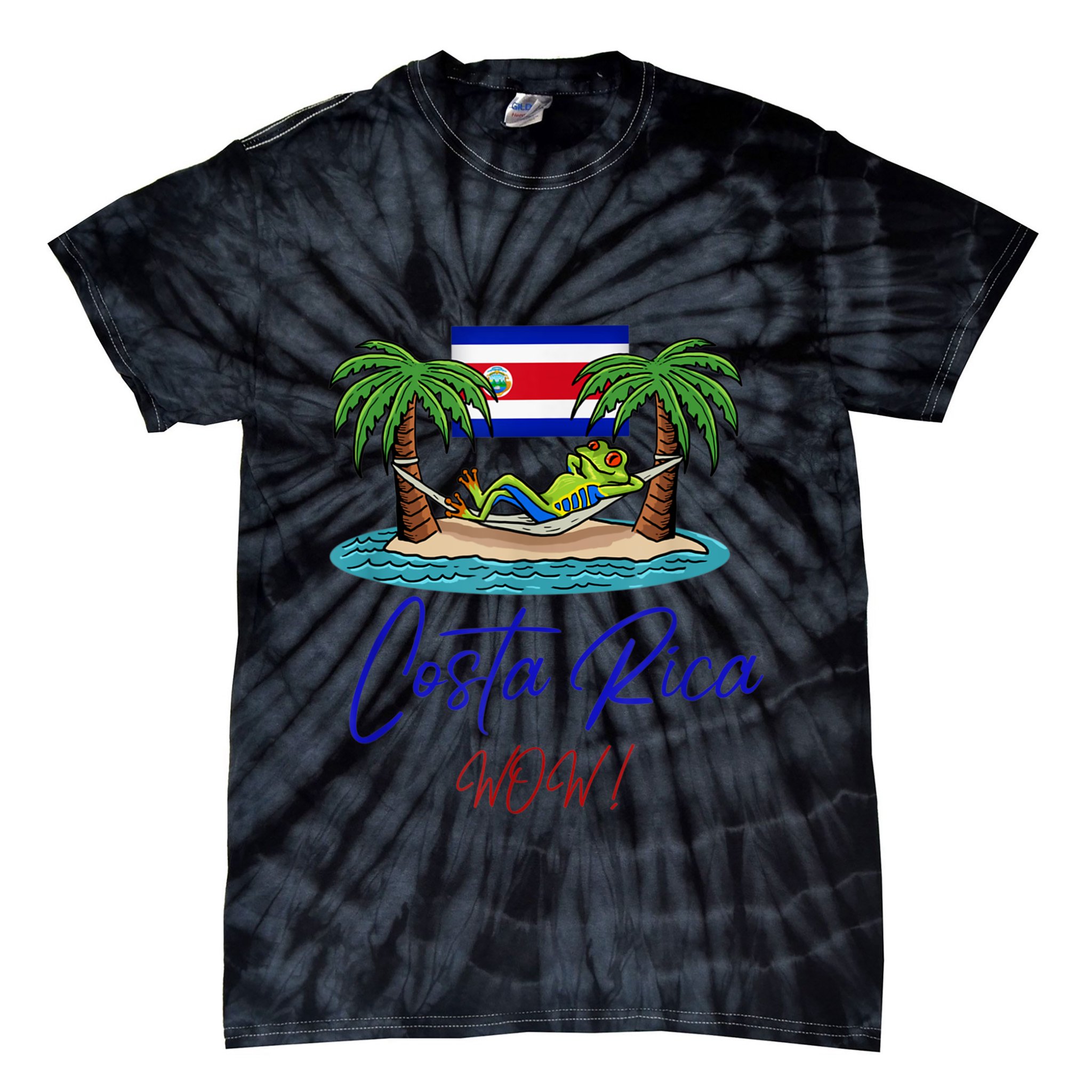 Costa Rica Wow Costa Rican Flag Tie-Dye T-Shirt
