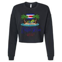 Costa Rica Wow Costa Rican Flag Cropped Pullover Crew