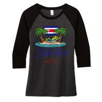 Costa Rica Wow Costa Rican Flag Women's Tri-Blend 3/4-Sleeve Raglan Shirt