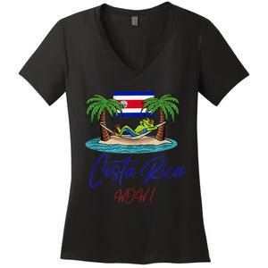 Costa Rica Wow Costa Rican Flag Women's V-Neck T-Shirt