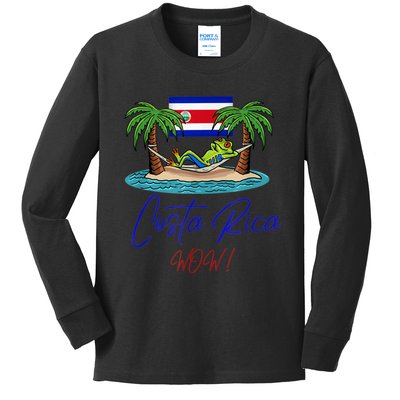 Costa Rica Wow Costa Rican Flag Kids Long Sleeve Shirt