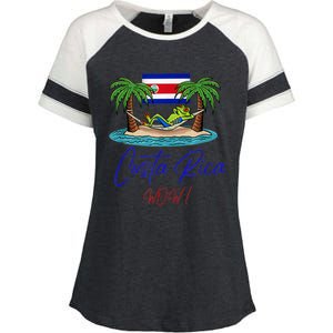 Costa Rica Wow Costa Rican Flag Enza Ladies Jersey Colorblock Tee