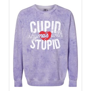 Cupid Rhymes With Stupid Meaningful Gift Anti Valentine's Day Gift Colorblast Crewneck Sweatshirt