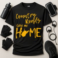 Country Roads West Virginia Map Take Me Home WV 304 Cooling Performance Crew T-Shirt