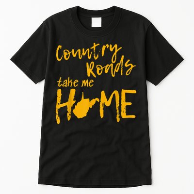 Country Roads West Virginia Map Take Me Home WV 304 Tall T-Shirt