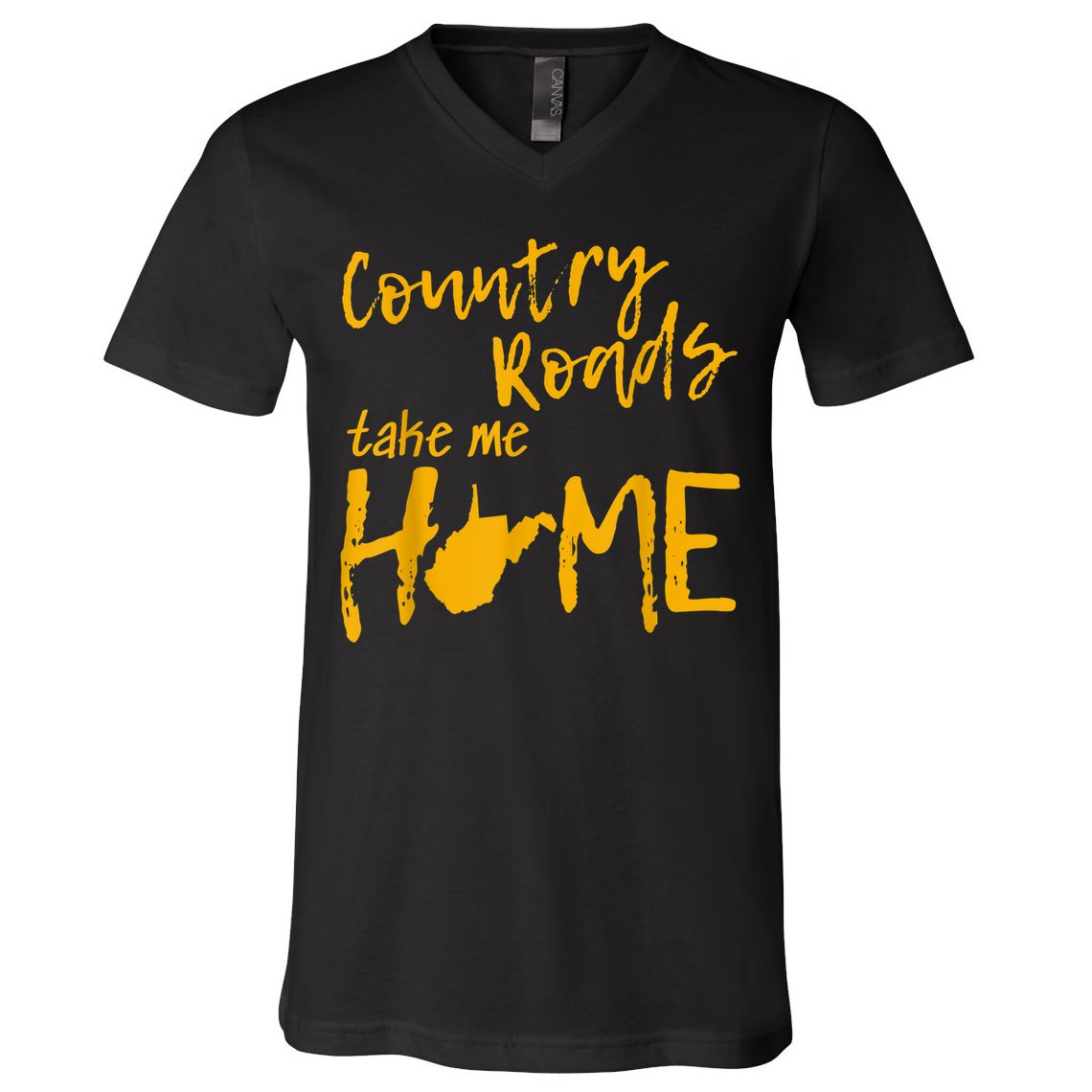 Country Roads West Virginia Map Take Me Home WV 304 V-Neck T-Shirt