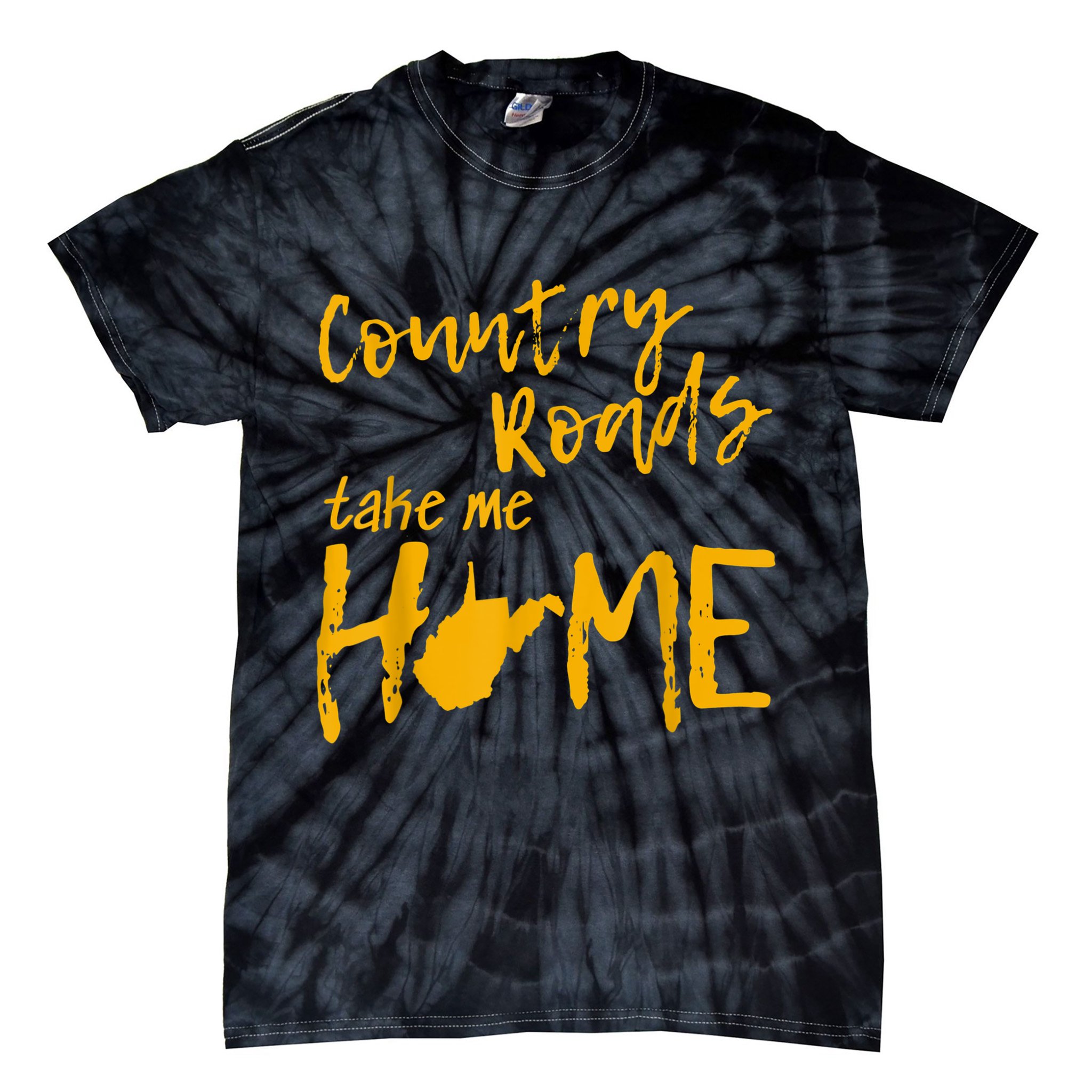 Country Roads West Virginia Map Take Me Home WV 304 Tie-Dye T-Shirt
