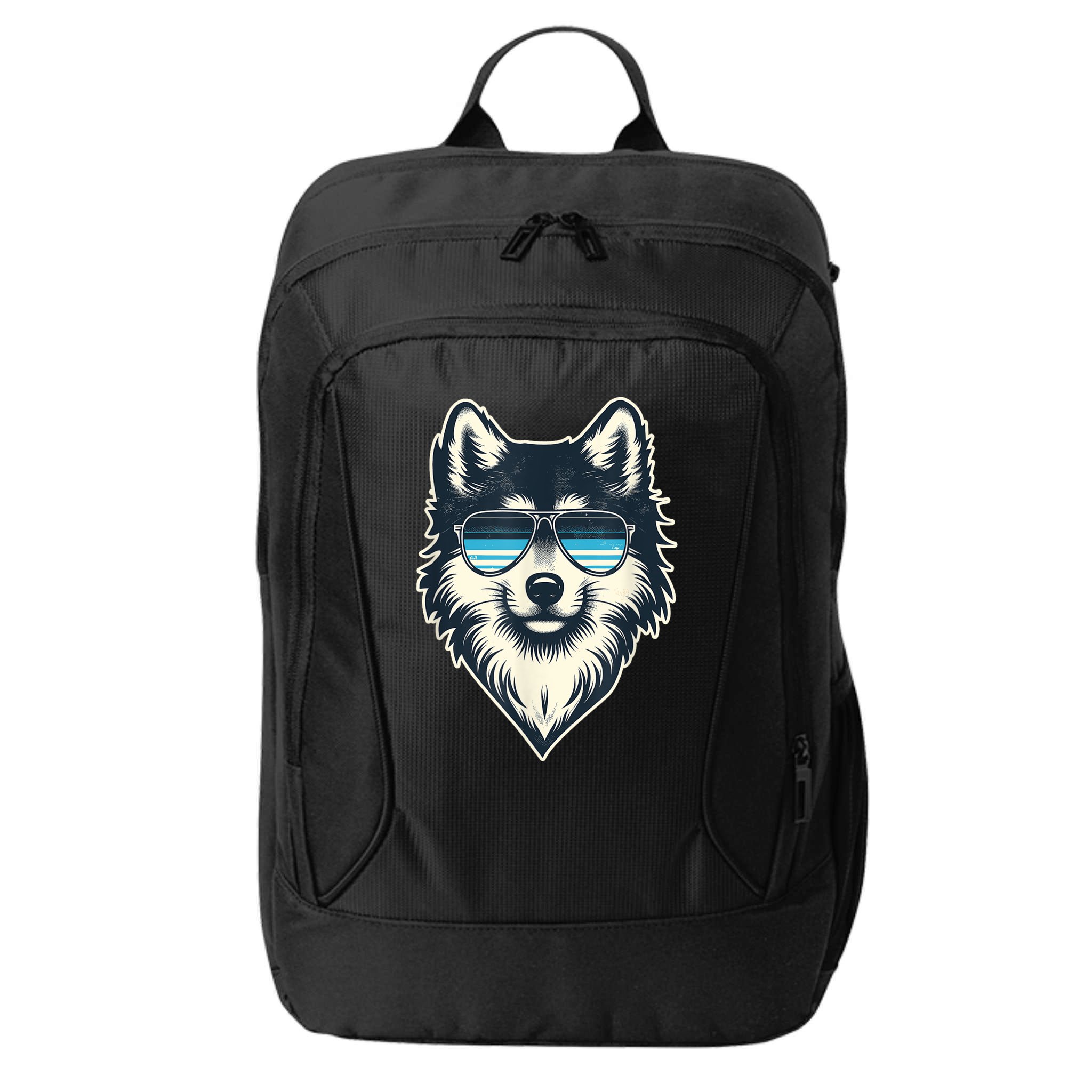 Cool Retro Wolf In Sunglasses 70s 80s 90s Novelty Funny Wolf City Backpack