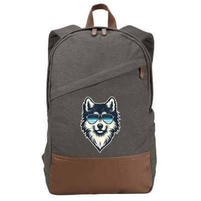 Cool Retro Wolf In Sunglasses 70s 80s 90s Novelty Funny Wolf Cotton Canvas Backpack