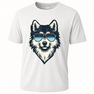 Cool Retro Wolf In Sunglasses 70s 80s 90s Novelty Funny Wolf Performance Shirt