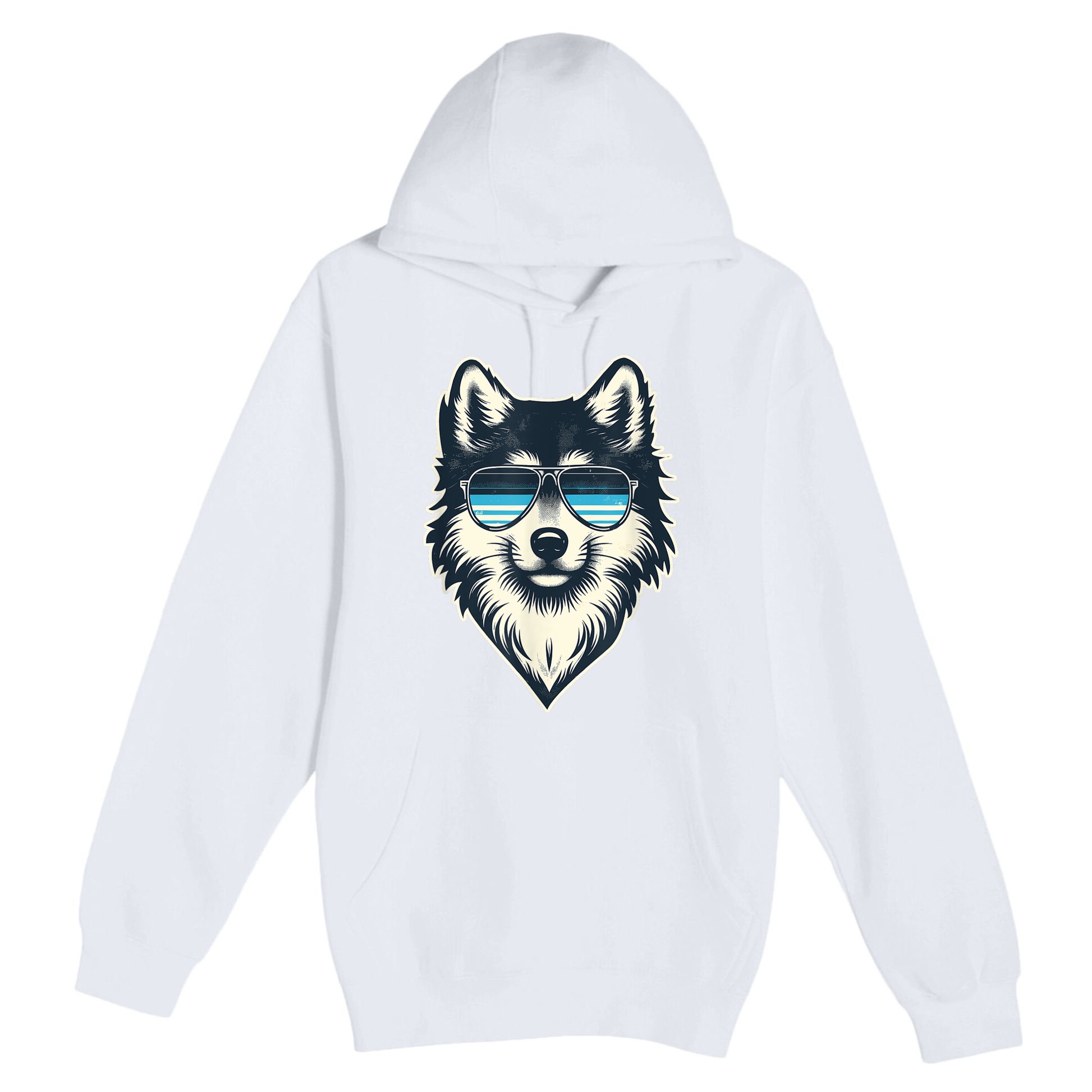 Cool Retro Wolf In Sunglasses 70s 80s 90s Novelty Funny Wolf Premium Pullover Hoodie