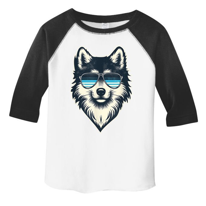 Cool Retro Wolf In Sunglasses 70s 80s 90s Novelty Funny Wolf Toddler Fine Jersey T-Shirt
