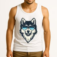 Cool Retro Wolf In Sunglasses 70s 80s 90s Novelty Funny Wolf Tank Top
