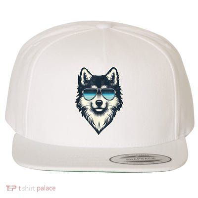 Cool Retro Wolf In Sunglasses 70s 80s 90s Novelty Funny Wolf Wool Snapback Cap