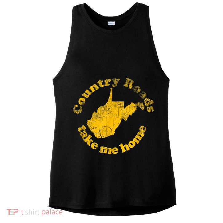 Country Roads West Virginia Take Me Home Ladies PosiCharge Tri-Blend Wicking Tank
