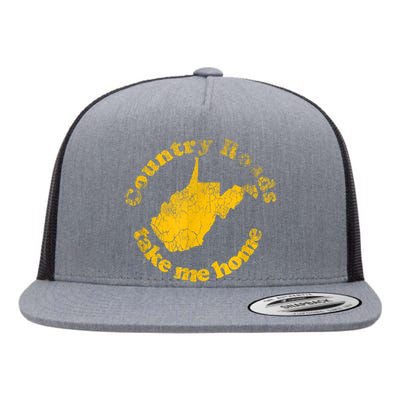 Country Roads West Virginia Take Me Home Flat Bill Trucker Hat