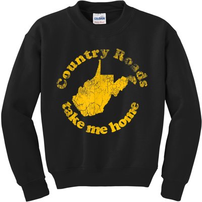 Country Roads West Virginia Take Me Home Kids Sweatshirt