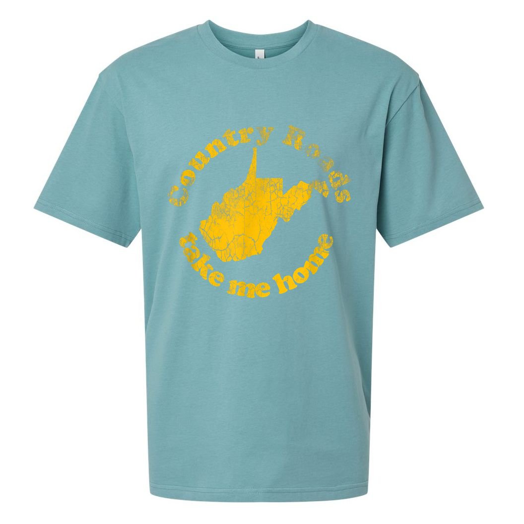 Country Roads West Virginia Take Me Home Sueded Cloud Jersey T-Shirt