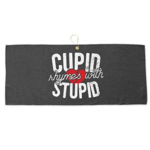 Cupid Rhymes With Stupid Gift Anti Valentine's Day Cool Gift Large Microfiber Waffle Golf Towel