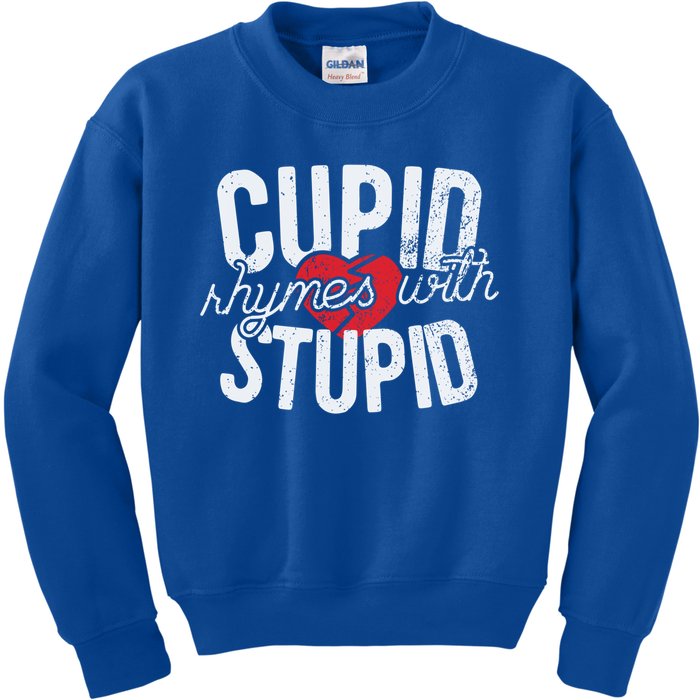 Cupid Rhymes With Stupid Gift Anti Valentine's Day Cool Gift Kids Sweatshirt