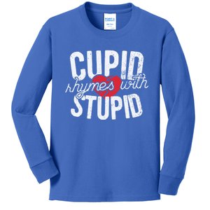 Cupid Rhymes With Stupid Gift Anti Valentine's Day Cool Gift Kids Long Sleeve Shirt