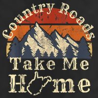 Country Roads West Virginia Take Me Home WV Map Mountains 7 Panel Mesh Trucker Snapback Hat