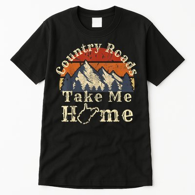 Country Roads West Virginia Take Me Home WV Map Mountains Tall T-Shirt