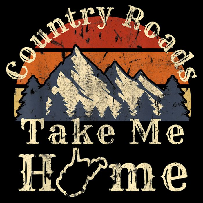 Country Roads West Virginia Take Me Home WV Map Mountains City Backpack