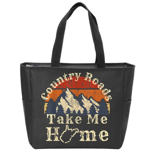 Country Roads West Virginia Take Me Home WV Map Mountains Zip Tote Bag