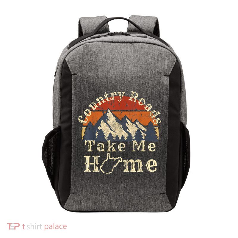 Country Roads West Virginia Take Me Home WV Map Mountains Vector Backpack