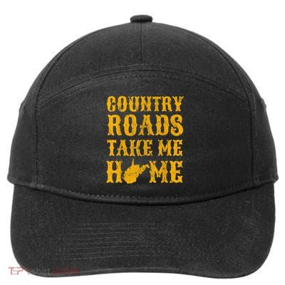 Country Roads West Virginia Take Me Home WV Map Vintage 7-Panel Snapback Hat
