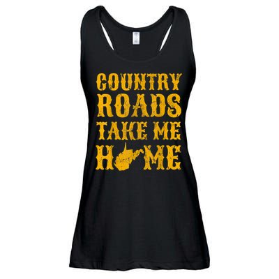 Country Roads West Virginia Take Me Home WV Map Vintage Ladies Essential Flowy Tank