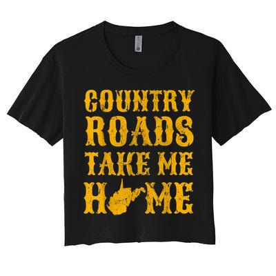 Country Roads West Virginia Take Me Home WV Map Vintage Crop Top