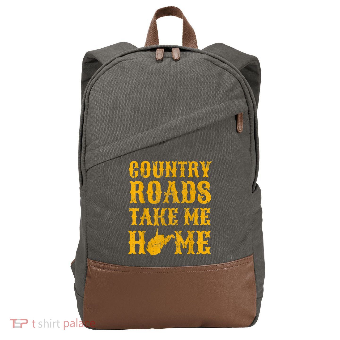 Country Roads West Virginia Take Me Home WV Map Vintage Cotton Canvas Backpack